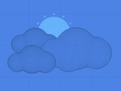 Partly Sunny - Weather Icon Low-poly 3D model