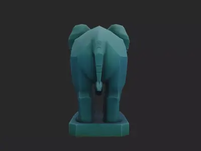 Stylized Elephant Statue  Low-poly 3D model