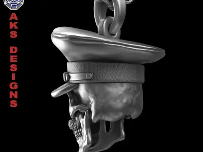 skull Pendant jewelry Army captain soldier  v1  3D print model