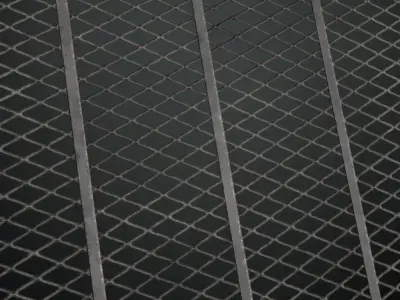 Weathered Geometric Industrial Metal Grill PBR Seamless Texture