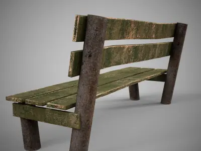 Low-poly 3D model  wooden benchl Free Free low-poly 3D model
