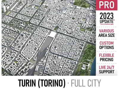 Turin - Torino Low-poly 3D model