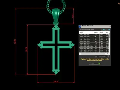 High Cross Pendant Light Gold 18K 4CP032 3D print model