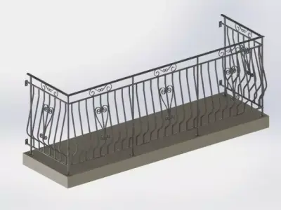 3D Gurdrail at Balcony Free 3D model