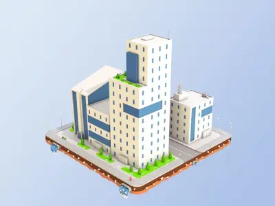 Low Poly City Buildings  Low-poly 3D model