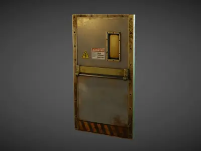 Industrial Metal Door Low-poly 3D model