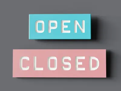Signboard Open and Closed Low-poly 3D model