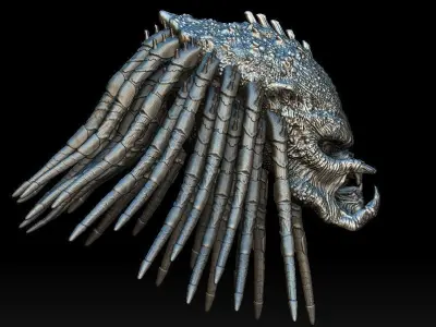 Assassin predator head with dreads  3D model