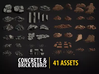 Broken Rubble Collection - Concrete Brick Debris Packs 