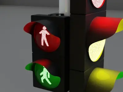 Realistic Traffic Lights Low-poly 3D model