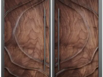 Entrance wood door Low-poly 3D model