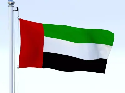 Animated United Arab Emirates Flag Low-poly 3D model