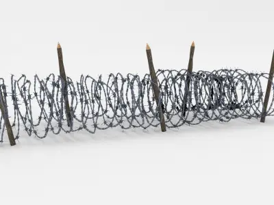 Low Poly Barb Wire Obstacle Low-poly 3D model