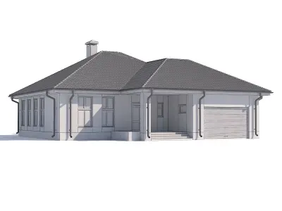 House with garage 3D model