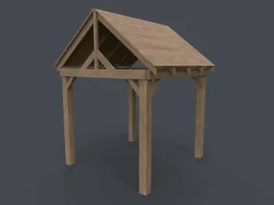PBR Wooden Pergola Gazebo C1 Low-poly 3D model