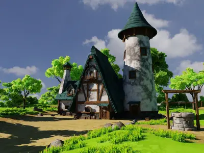 Medieval House 9 With Environment Low-poly 3D model