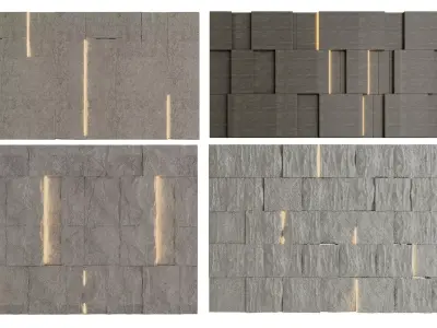 3D model of outdoor stone background wall 3D model