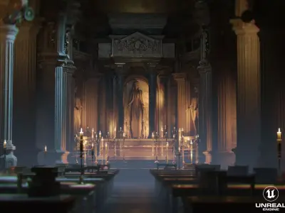 Dark Cathedral Low-poly 3D model