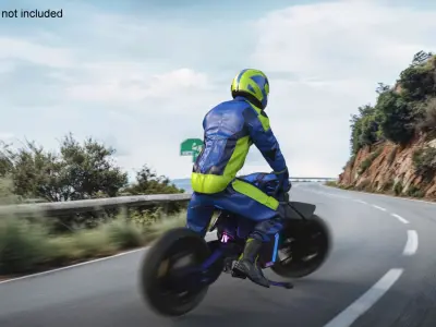  Racer on Futuristic Motorcycle 