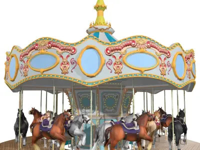 Carousel Rigged Low-poly 3D model