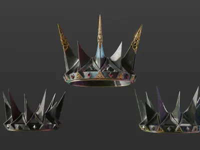 PBR material European iron crown middle mold three-level group 3D model
