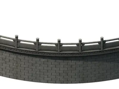 Game Construction - Diaoyutai - Bend Fence 01 3D model