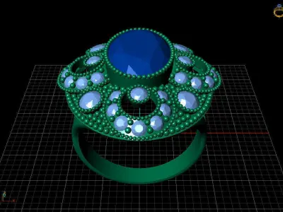 Women Ring 8 oval diamond cut light weight lady ring 3D print model