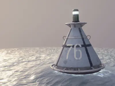 Buoy River RB-4-01 Left Danger Mark Low-poly 3D model