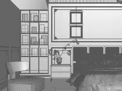 French Style Bedroom Low-poly 3D model