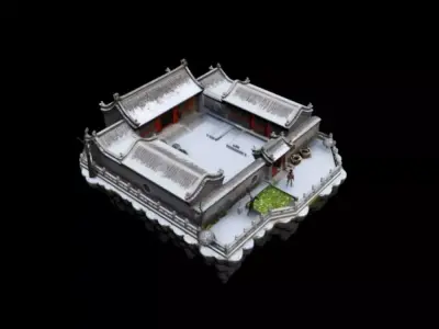 courtyard snow scenery 3D model