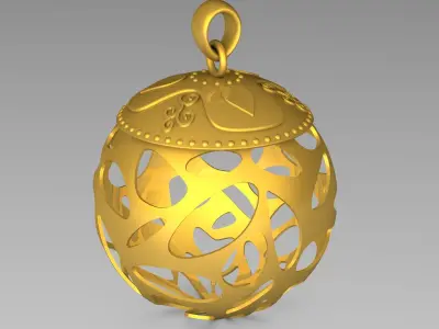 Gold Pendant Spherical 3D model
