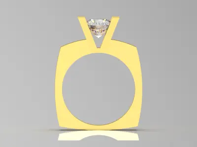 Square Solitaire Ring sr0053 3D print model