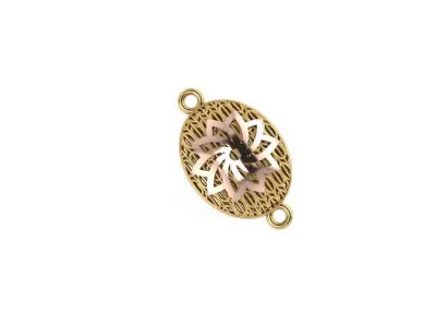 pendant13 gold plated charm with floral design 3D print model