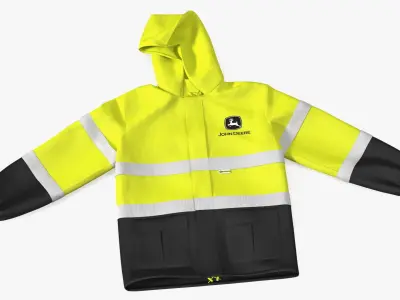 John Deere Safety Rain Jacket High Visibility 3D model