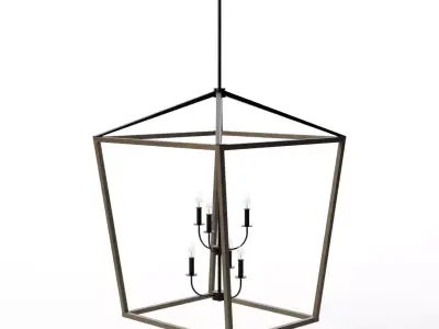 Buford Wood Iron Tiered Chandelier Large Low-poly 3D model