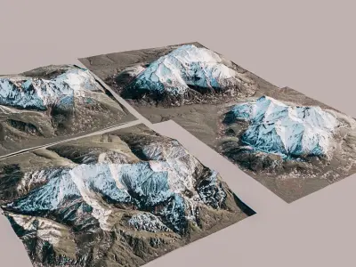 Realistic Snowy Mountains 3D model
