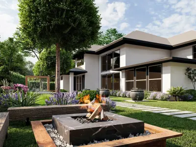3D Exterior Scene 3D model design garden and landscape 3D model shop