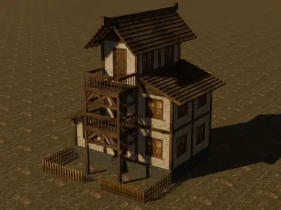 Medieval house eleven 3 Low-poly 3D model