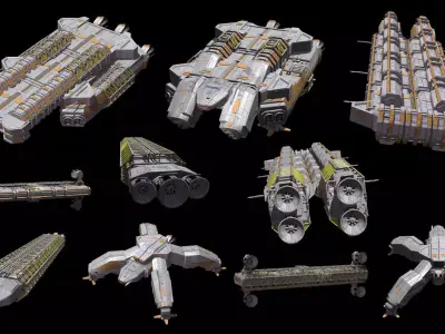 Spaceship Construction Kit Low-poly 3D model