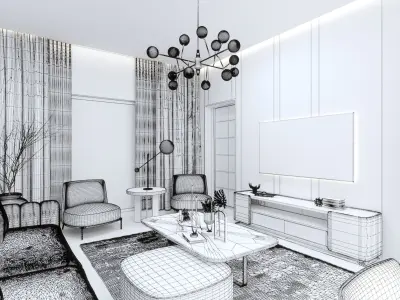 Kitchen  Living Room Bathroom 3D model