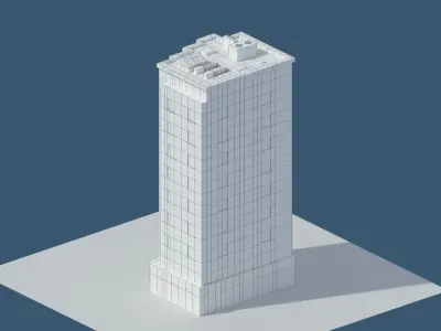 Low Poly Aparment 1 tall building Low-poly 3D model