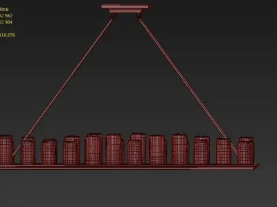 PILLAR CANDLE RECTANGULAR CHANDELIER LARGE 3D model