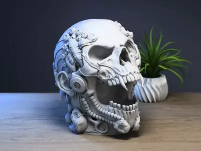 Robot Skull Headphone Stand 3D print model