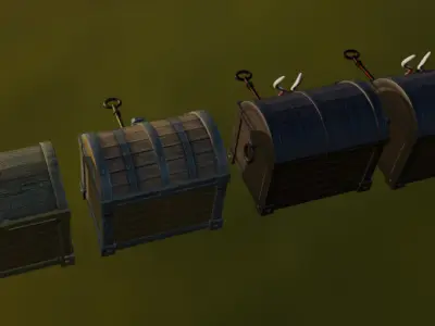 3 Chest Low-poly 3D model