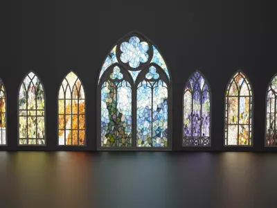 Gothic Church Windows Low-poly 3D model