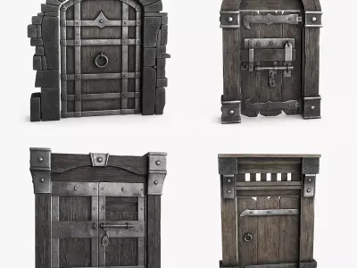 Old Wood Door Collection 3D Model Pack