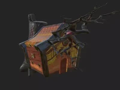 HUT 3D model house with branches Free 3D model