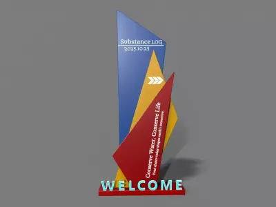 Signage planning Low-poly 3D model