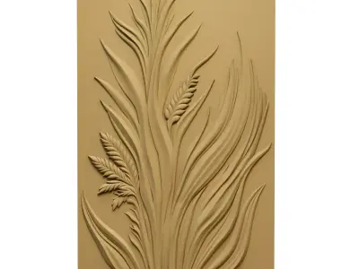 Modern Floral Bas-Relief Wall Decor Set STL Mural CNC 395 3D model