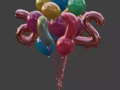 2026 New Year Foil Balloon Sculpture 3D Model Low-poly 3D model